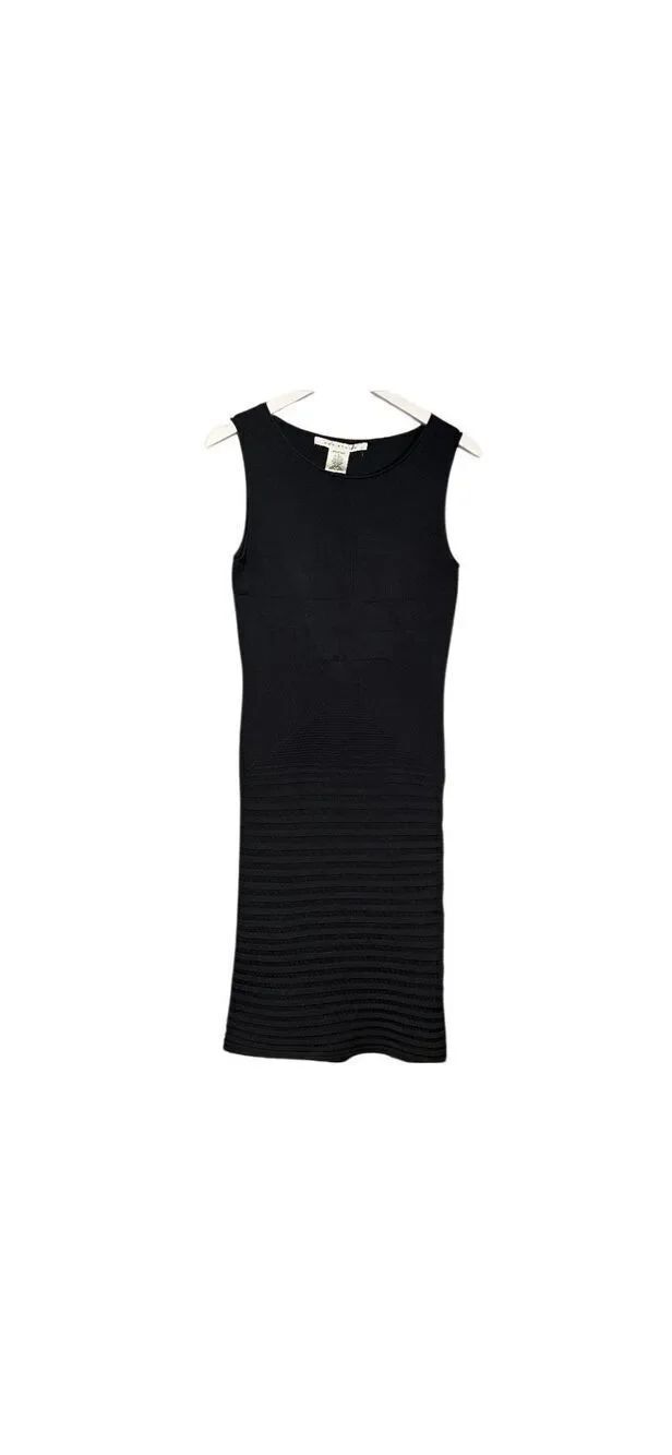 Max Studio black sleeveless ribbed bodycon dress - S